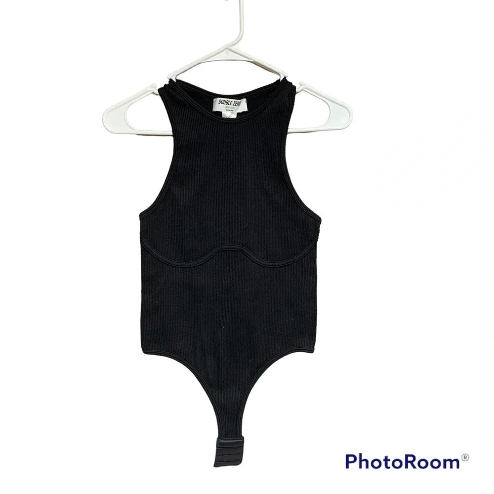 Double Zero large black bodysuit ribbed NWT